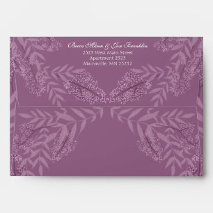 Dusty Plum Purple Wedding  Botanical Envelope