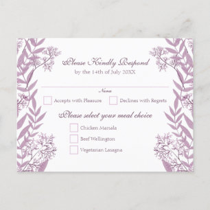 Dusty Plum Purple Wedding Botanical Holiday Postcard