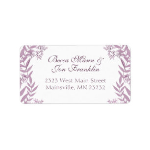 Dusty Plum Purple Wedding  Botanical Label