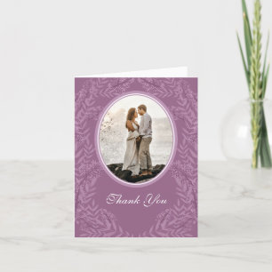 Dusty Plum Purple Wedding Botanical Thank You Card