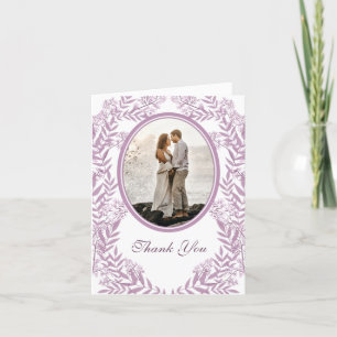 Dusty Plum Purple Wedding Botanical Thank You Card