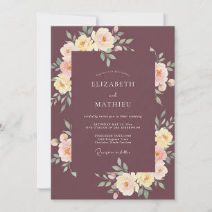 Dusty Plum Ranunculus Eucalyptus Wedding Invitation
