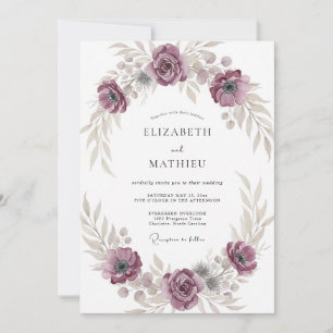 Dusty Plum Refined Botanical Wedding Invitation