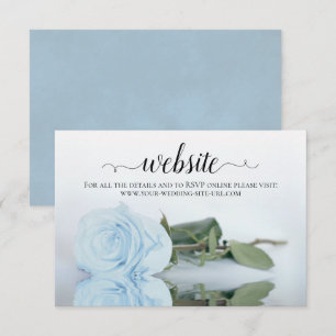 Dusty Powder Blue Rose Elegant Wedding Website Enclosure Card