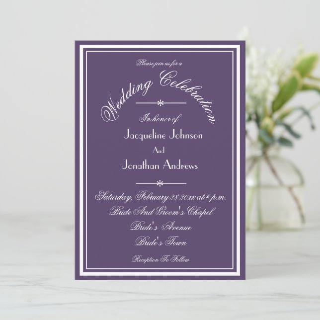 Dusty Purple All In One RSVP Email Website Wedding Invitation (Standing Front)