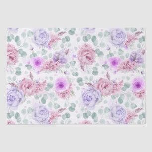Dusty Purple and Pink Flowers Botanical Pattern Tissue Paper