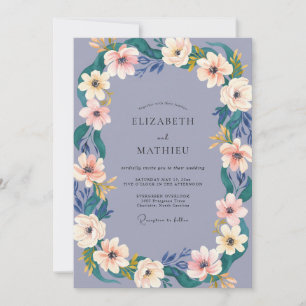 Dusty Purple Anemone Wedding Invitation