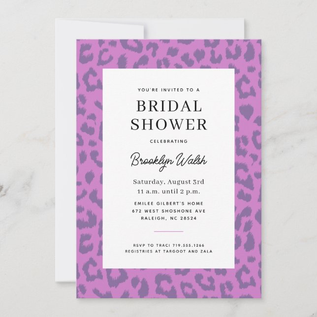 Dusty Purple Animal Print Bridal Shower Invitation (Front)