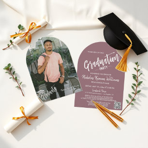 Dusty Purple Arch Photo Graduation Invite