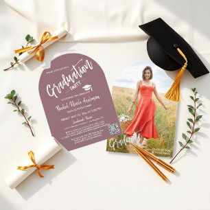 Dusty Purple Arch Photo Graduation Party Invitation