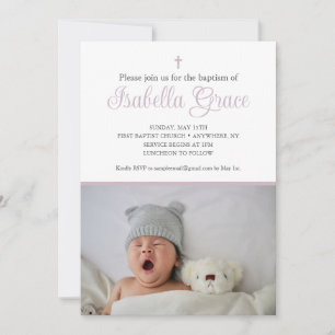 Dusty purple baptism invitation