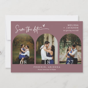 Dusty Purple Boho Arch Photo QR Code Save the Date Invitation