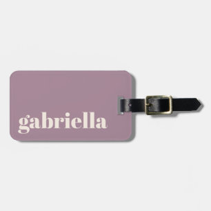 Dusty Purple Bold Typography Personalised Name  Luggage Tag