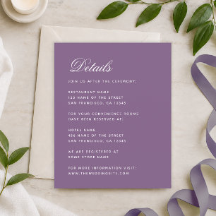 Dusty Purple Budget Wedding Details Enclosure Card