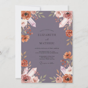 Dusty Purple Crystal Eucalyptus Wedding Invitation