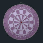 Dusty Purple Custom Family Name & Message Classic  Dartboard<br><div class="desc">A classic dartboard design with alternating dusty purple and lavender (light purple) triangles. 

Above and below there are the name and a message as arched text,  in caps.</div>
