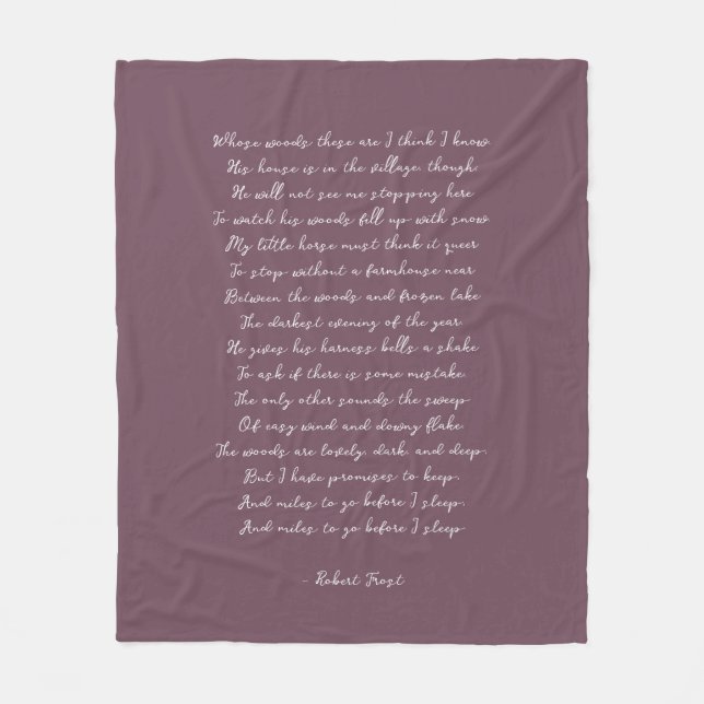 Dusty Purple Custom Poem Song Lyric Quote  Fleece Blanket (Front)