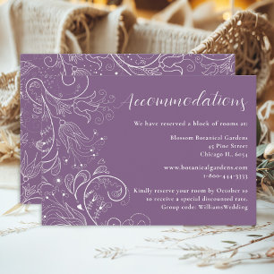 Dusty Purple Elegant Floral Wedding Accommodations Enclosure Card
