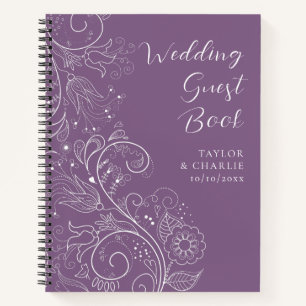 Dusty Purple Elegant Floral Wedding Guest Book