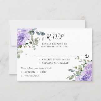 Dusty Purple Eucalyptus Botanical Wedding RSVP Card