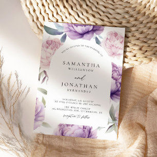 Dusty Purple Floral Arch Rustic Wedding Invitation