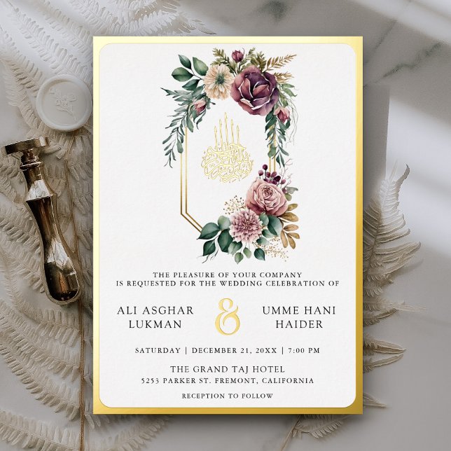 Dusty Purple Floral Crest Muslim Wedding Gold (Creator Uploaded)