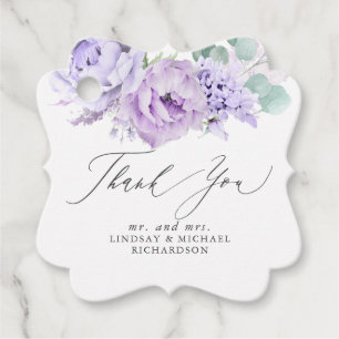 Dusty Purple Floral Elegant Thank You Favour Tags