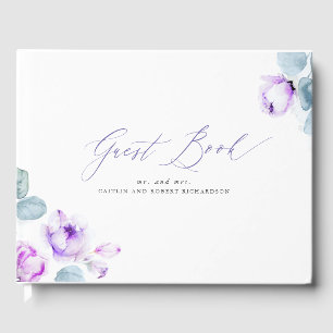 Dusty Purple Floral Elegant Wedding Guest Book