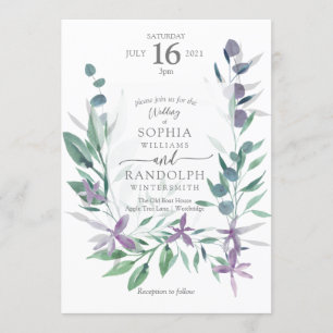 Dusty Purple Floral Garden Wedding Invita Invitation