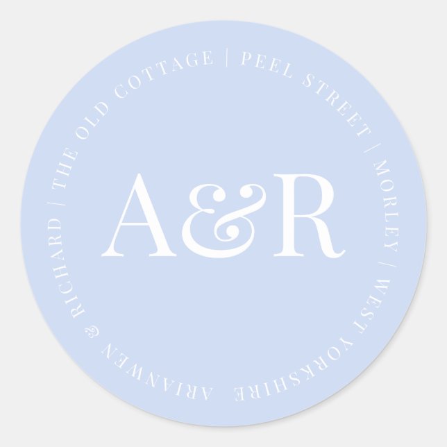 Dusty Purple Floral Garden Wedding Invitation, Classic Round Sticker (Front)