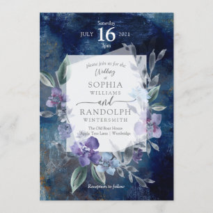Dusty Purple Floral Garden Wedding Invitation, Invitation