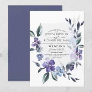 Dusty Purple Floral Garden Wedding Invitation, Invitation