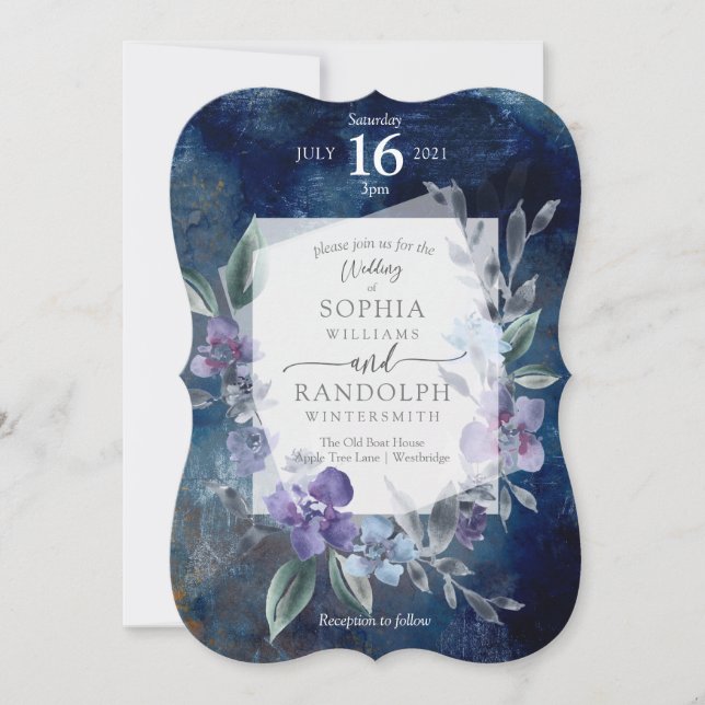 Dusty Purple Floral Garden Wedding Invitation, Invitation (Front)