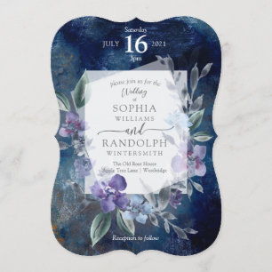 Dusty Purple Floral Garden Wedding Invitation, Invitation