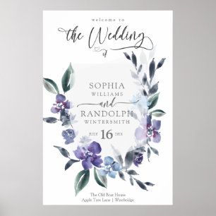 Dusty Purple Floral Garden Wedding Invitation, Poster