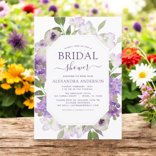 Dusty Purple Floral Greenery Bridal Shower Invitation