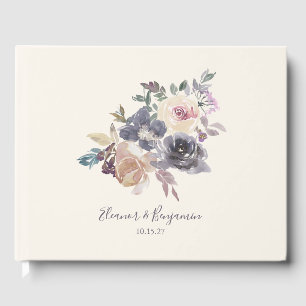 Dusty Purple Floral Watercolor Wedding Custom Guest Book