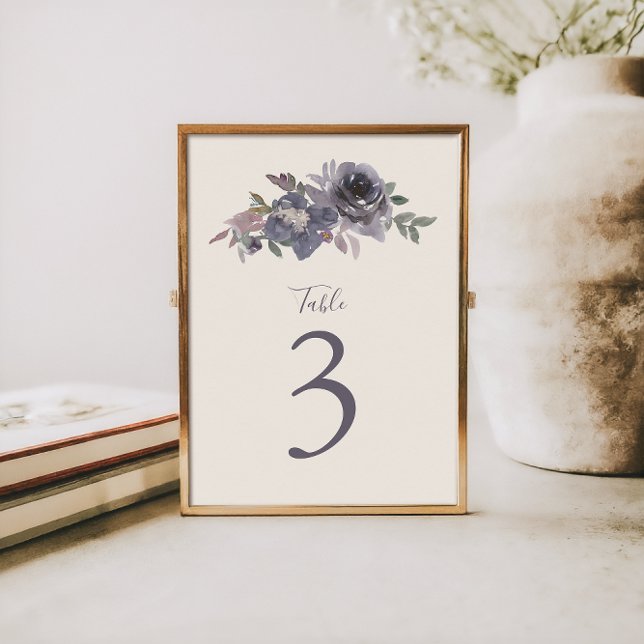 Dusty Purple Floral Watercolor Wedding Custom  Table Number (Creator Uploaded)