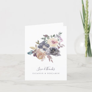 Dusty Purple Floral Watercolor Wedding Folded Thank You Card