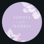 Dusty Purple Floral Wedding Classic Round Sticker<br><div class="desc">Dusty Purple Floral Wedding Classic Round Sticker

See matching collection in Niche and Nest Store</div>