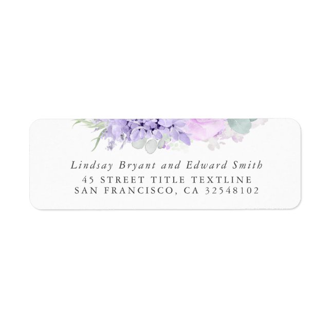 Dusty Purple Floral Wedding Label (Front)