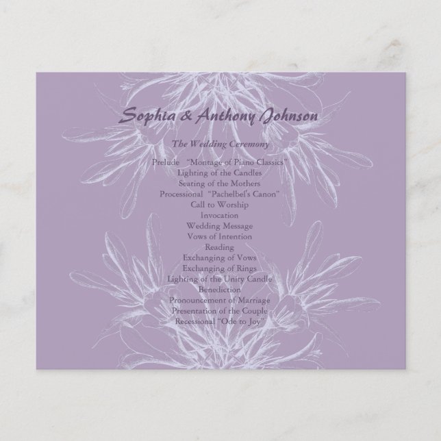 Dusty Purple Floral Wedding Program (Front)