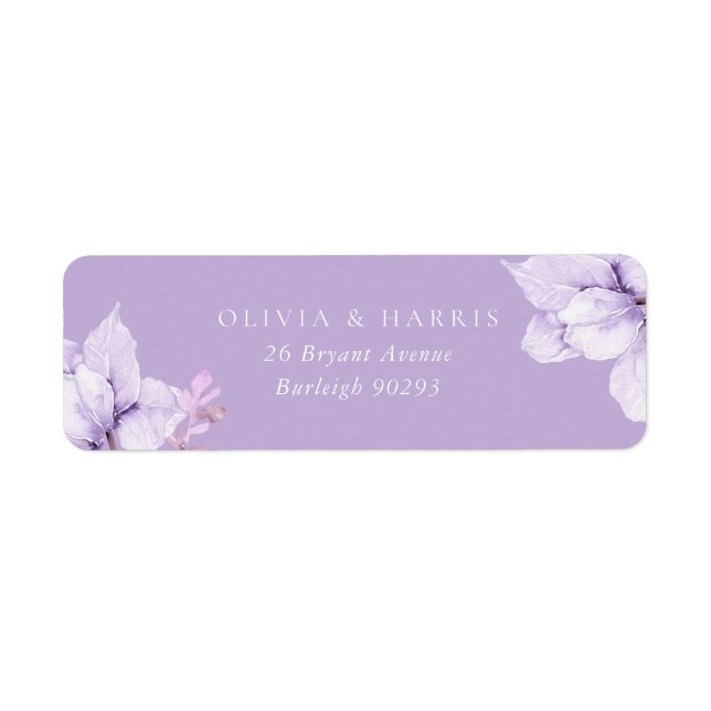 Dusty Purple Floral Wedding Return Address (Front)