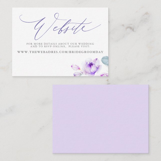 Dusty Purple Floral Wedding Website Card (Front/Back)