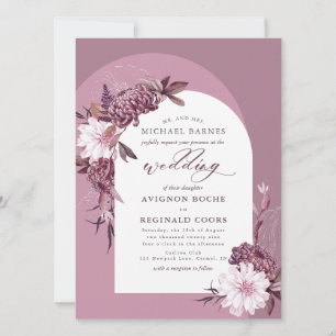 Dusty Purple Flowers Arch Photo Wedding Invitation