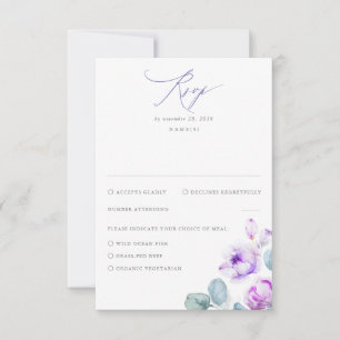 Dusty Purple Flowers Elegant Dreamy Wedding RSVP Card