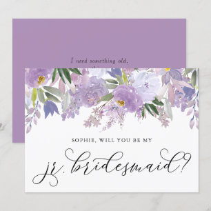 Dusty Purple Flowers Will You Be My Jr. Bridesmaid Invitation