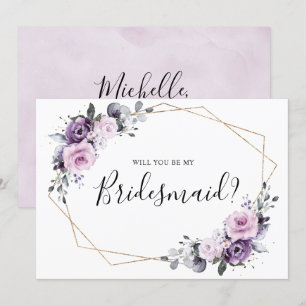 Dusty Purple Geometric Will You Be My Bridesmaid Invitation