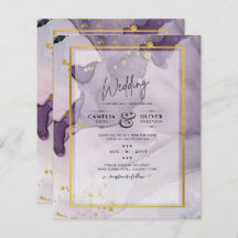 Dusty Purple Gold Alcohol INK Abstract Wedding