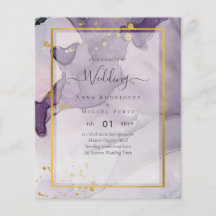Dusty Purple Gold Alcohol INK Abstract Wedding